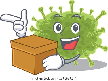 An picture of haploviricotina cartoon design concept holding a box