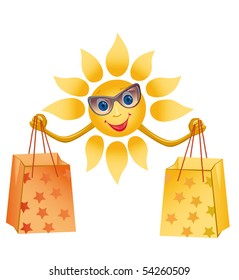 Picture of a happily smiling sun on a white background (contain the Clipping Path of all objects)