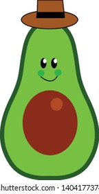 A picture of a happy avocado, vector, color drawing or illustration. 