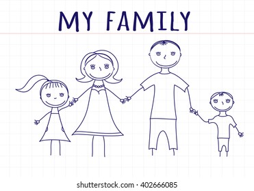 picture of happy family. child's drawing