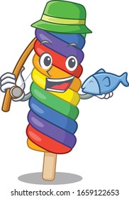 A Picture of happy Fishing rainbow ice cream design