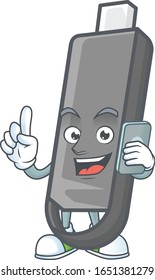 A picture of happy flashdisk speaking on the phone