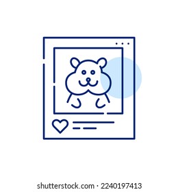 Picture of a happy hamster on social media. Pixel perfect, editable stroke line icon