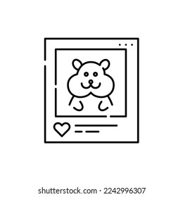 Picture of a happy hamster on social media. Pixel perfect, editable stroke icon