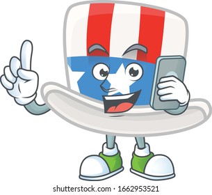 A picture of happy uncle sam hat speaking on the phone