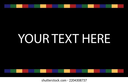 In picture have black background with white caption and four colored squares, red, green, blue and yellow.
