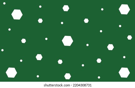 In picture have green background and has hexagons, small and large.
