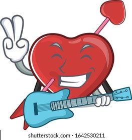 A picture of heart and arrow playing a guitar