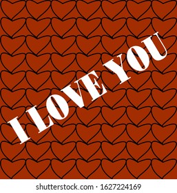 Picture with hearts on a red background and a white inscription: I love you
