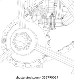  Picture of heat exchanger with shafts on white background, close up view