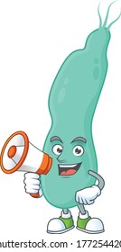 A picture of helicobacter pylory cartoon design style speaking on a megaphone. Vector illustration