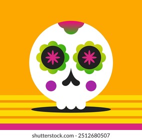 Foto do feriado Dia de Los Muertos para o Dia dos Mortos. Role sobre a mesa. Ilustração de vetor plano.