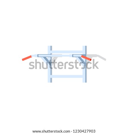 Picture of a horisontal bar for pull-ups. Flat style icon design isolated on white background