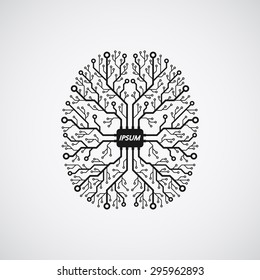 picture of a human brain in form of printed circuit board