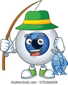 A Picture of human eye ball fisher mascot design catch a fish