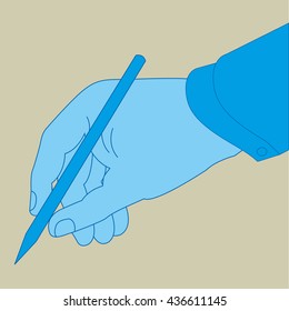 Picture of human hand with pen