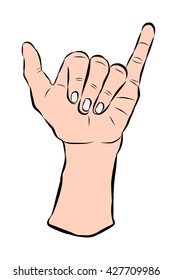 picture of human hands showing rock sign