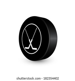 Picture of ice hockey puck on white background, vector eps 10 illustration