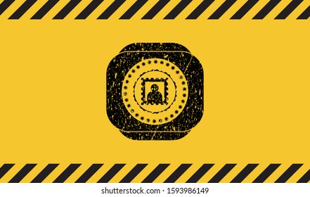 picture icon black grunge emblem with yellow background. Vector Illustration. Detailed.