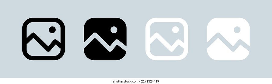 Picture icon in black and white colors. Gallery symbol vector collection.