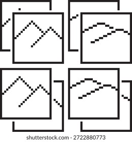 Bildsymbol schwarz-weißes Vektorpixelbild