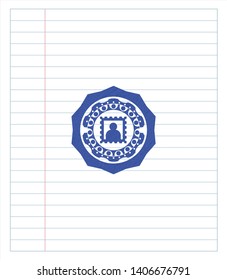 picture icon draw (pen strokes). Blue ink. Vector Illustration. Detailed.