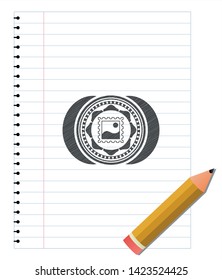 picture icon draw with pencil effect. Vector Illustration. Detailed.