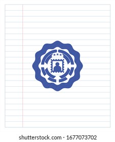 picture icon drawn with pen. Blue ink. Vector Illustration. Detailed.