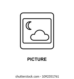 picture icon. Element of simple web icon with name for mobile concept and web apps. Thin line picture icon can be used for web and mobile on white background