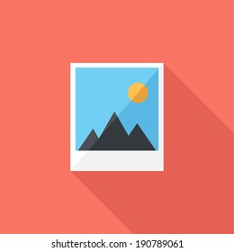 Picture icon. Flat design style modern vector illustration. Isolated on stylish color background. Flat long shadow icon. Elements in flat design.