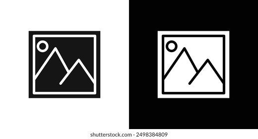 Picture icon flat line symbol set.