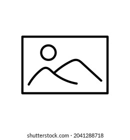 Picture icon. Flat pictogram for web. Line stroke. Simple photo symbol isolated on white background. Outline vector eps10