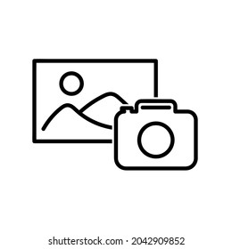 Icono de imagen. Pictograma plano para web. Icono de línea. Sencillo símbolo fotográfico aislado en fondo blanco. Pasos de vector de contorno10