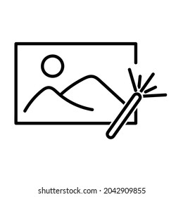 Bildsymbol. Flaches Piktogramm für Web. Zeilenhub. Einfaches Foto-Symbol einzeln auf weißem Hintergrund. Umrissvektor eps10