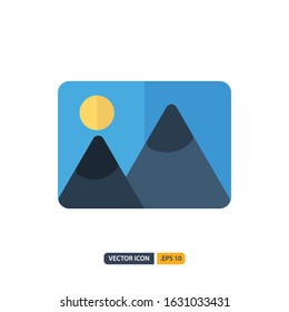 picture icon in Flat style isolated on white background. for your web site design, logo, app, UI. Vector graphics illustration and editable stroke. EPS 10.