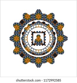 picture icon inside arabesque badge. arabic decoration.