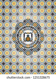 picture icon inside arabesque badge background. arabic decoration.