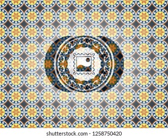 picture icon inside arabesque badge. arabic decoration.