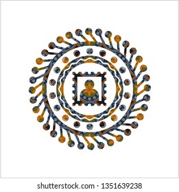 picture icon inside arabesque emblem. arabic decoration.