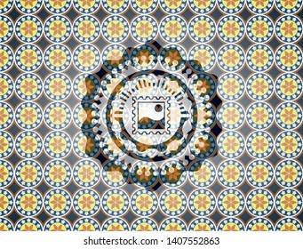 picture icon inside arabesque emblem. arabic decoration.