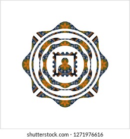 picture icon inside arabesque style emblem. arabic decoration.