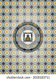 picture icon inside arabesque style badge. arabic decoration. 