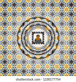 picture icon inside arabic emblem. Arabesque decoration.