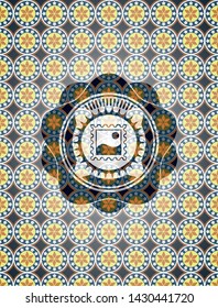 picture icon inside arabic emblem. Arabesque decoration.