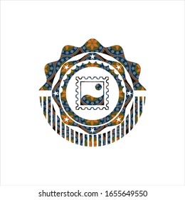 picture icon inside arabic emblem. Arabesque decoration.