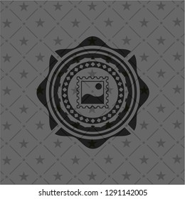 picture icon inside black emblem. Vintage.