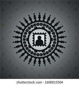 picture icon inside black emblem. Vintage.