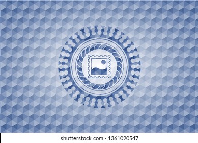 picture icon inside blue hexagon emblem.