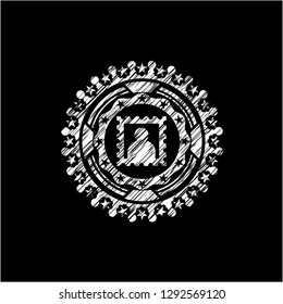 picture icon inside chalk emblem written on a blackboard