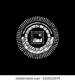 picture icon inside chalkboard emblem